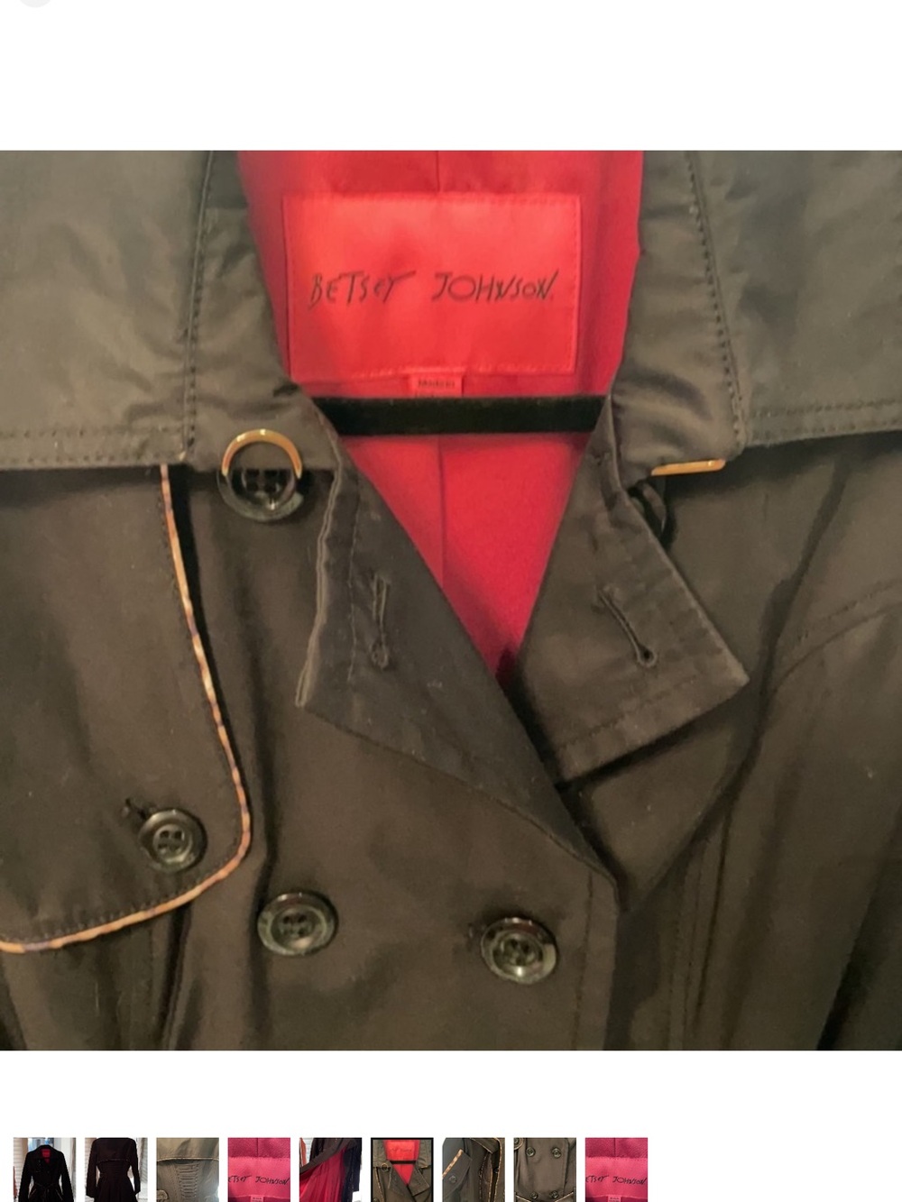 Betsey Johnson Black Trench Coat with Pink Interior Accents - Picture 7 of 9